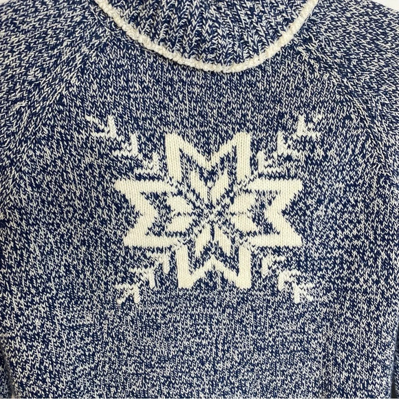 Vintage Liz Claiborne Blue Marled Knit Long Sleeve Snowflake Turtleneck … - Picture 4 of 8
